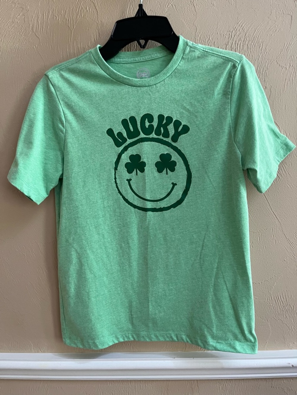 wonder nation Light Green 'Lucky' Shamrock Smile Tee